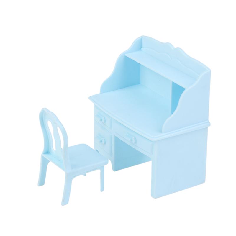 1Set 1:12 Dollhouse Miniature Writing Desk Chair Study Table Furniture Model Study Room Decor Toy Doll House Accessories
