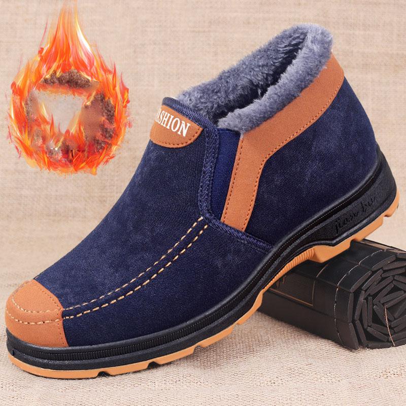 Herren-Baumwollschuhe, Wintermode-Schuhe, Herren-Schneestiefel, Plüsch, verdickt, bequeme und warme Wanderschuhe, Stiefel für Herren
