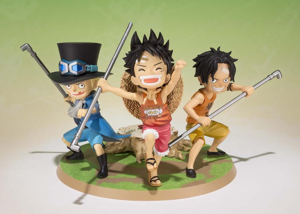TAMASHII NATIONS Figuarts ZERO ONE PIECE Luffy Ace Sabo Promise 90 mm PVC ABS bemalte komplette Figur – Stiefbruder – ca.. &