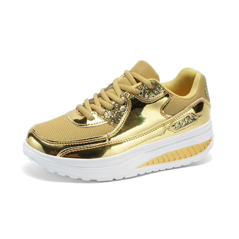 

Женская повседневная обувь с золотыми пайетками, осенняя модная сетчатая повседневная дышащая обувь, уличные женские кроссовки для бега и спорта, размеры плюс 36-42 36 золотой