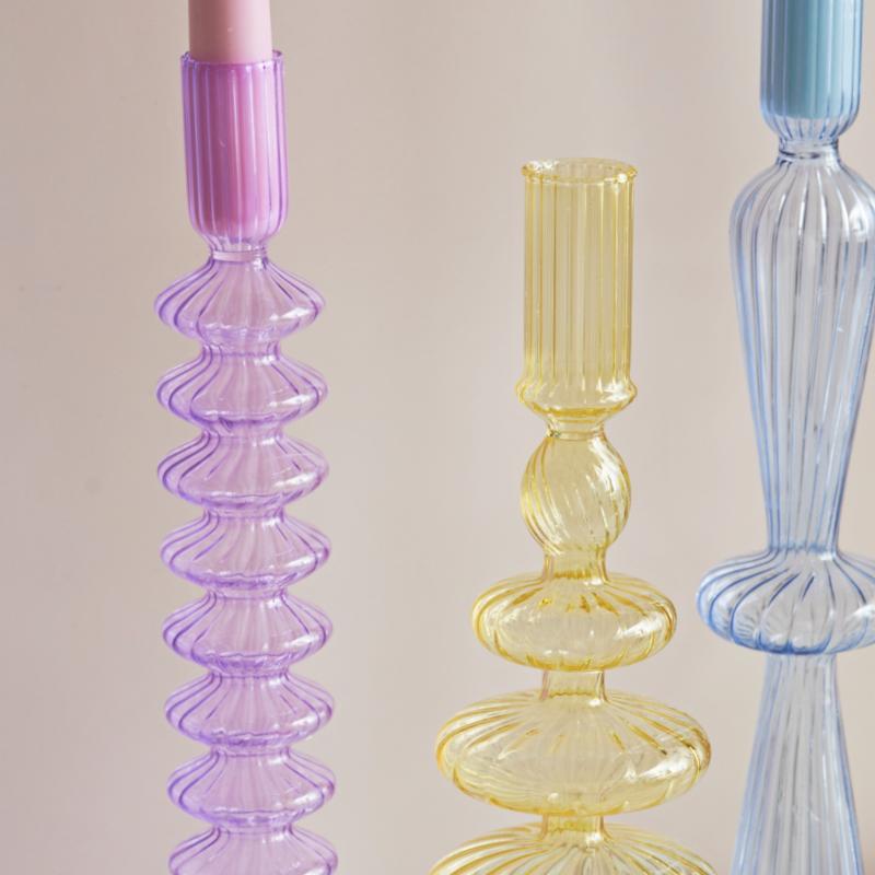 Glass Candle Holders Nordic Decor Taper Candle Holder Candlesticks for Home Wedding Room Decoration Party Vase Home Decor