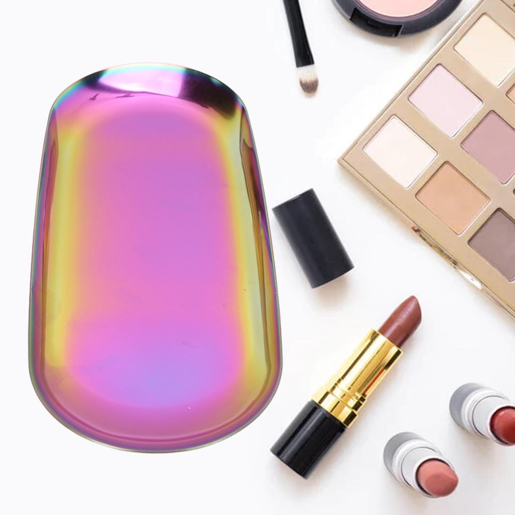 Oval Jewelry Tray Mirror Reflection Vacuum Plating Oval Decorative Tray Glossy Oval Nail Storage Tray for Jewelry