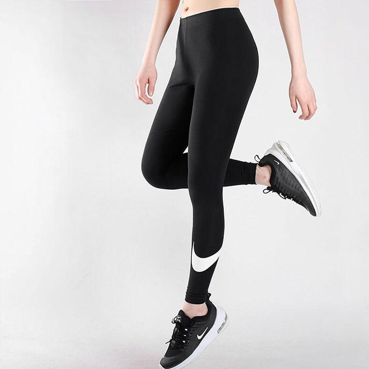 Nike Club Logo High-Waist Sharkskin Fitness Leggings Women Bottoms Black 815998-010