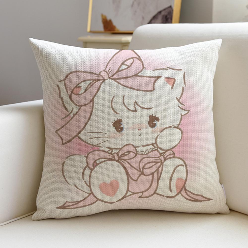 Cute MmikkoS Cushion Cover Breathable and skinfriendly linen pillowcase square removable and washable cushion