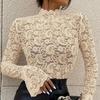 Die neue sexy Cashew Flower Lace Slim Fit sieht schlank aus und trägt ein Oberteil mit Glockenärmeln für Frauen im Inneren