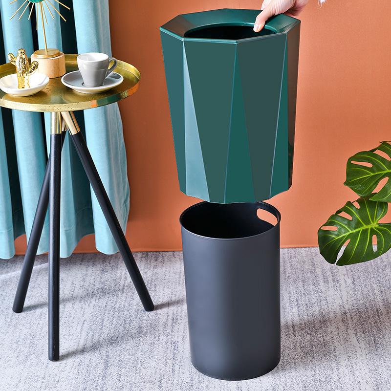 High-grade trash can no lid pressure ring storage bathroom office Japanese paper basket