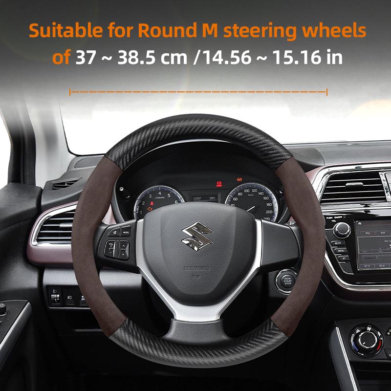 For SUZUKI Suede Carbon Fiber PU Leather Steering Wheel Cover Fit Swift Sport Accessories Sx4 Grand Vitara Jimny Solio Hustler