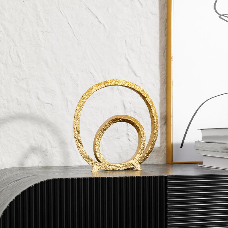Resin Handicrafts Golden Circle Hollowed-out Circular Ornaments Crossed Circle Decorative Figurines Home Decoration Accessories