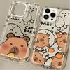 Süße Cartoon-Capybara-Handyhülle für iPhone 17 16 15 14 13 12 11 Pro Max 7 8 Plus X XR XSMax Airbag Anti-Fall Klare Rückseite