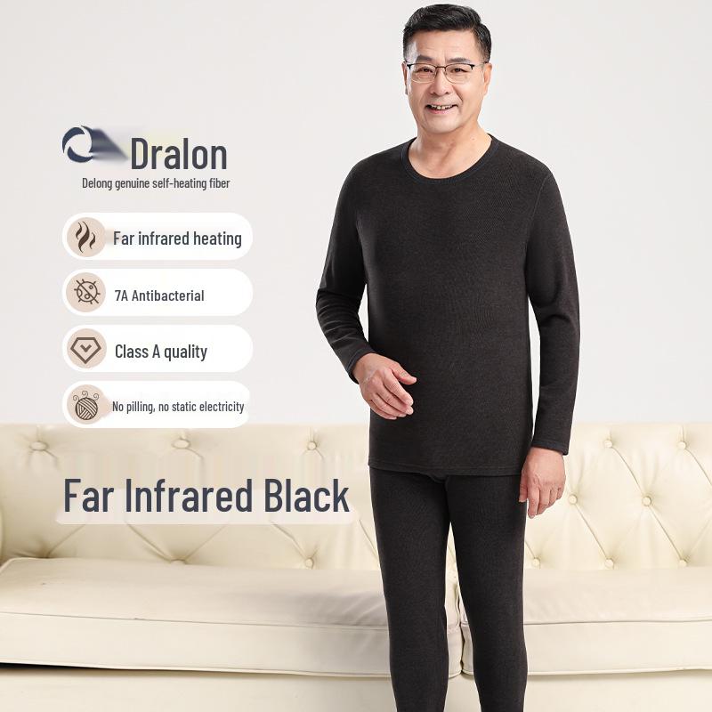 Herren Deutscher Samt Rundhals Thermounterwäsche Set für Herbst - Antibakteriell, Große Größe, Dick und Warm