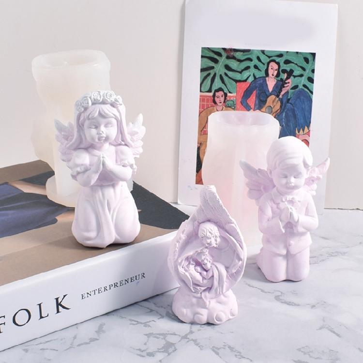 Plaster Aromatherapy Candle Molds 3D Candle Making Mold 3D Angel Silicone Mold for Home Decoration,Art Crafts Ornaments