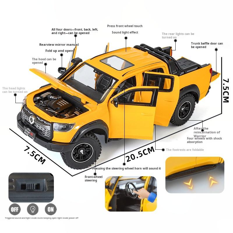 1:24 Large Pickup Truck Great Wall Pao DALILUN off-road Vehicle Toy Simulated Alloy Car Model Pull Back Collection Ornament