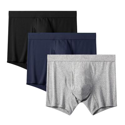 [Arjen Kroos] Men's Boxer Briefs, 3-Pack, Open Front, Cotton, Breathable, 3D Shaped, Comfortable Fit, Moisture-Wicking, Tagless, Men's, AK5006 - Black