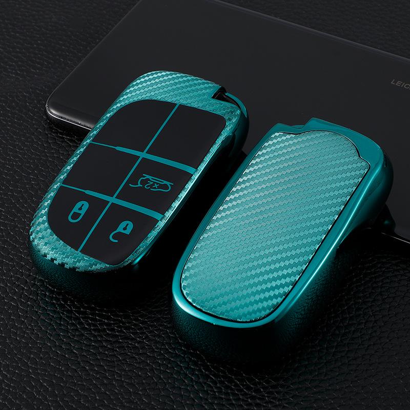 Carbon Fiber Key Cover for Jeep Compass, Cherokee, Renegade, Grand Cherokee, and Dodge