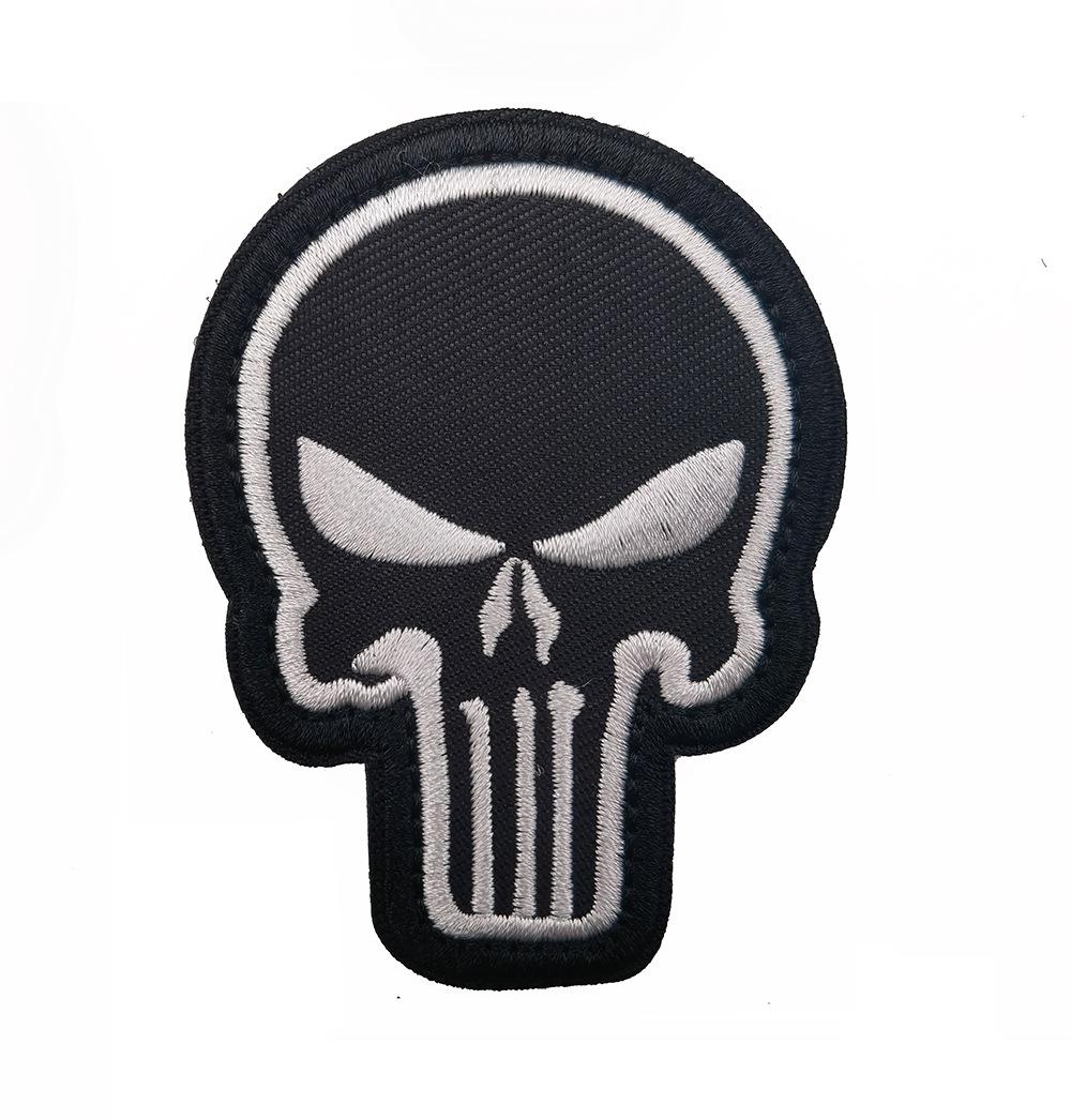 Outdoor Skull Embroidery Patch with Velcro for Backpack or Armband