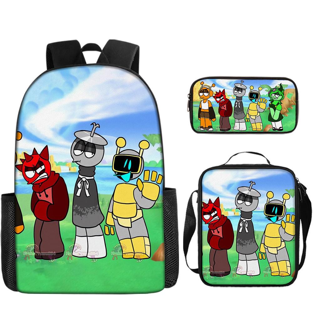 Game Incredibox Sprunki Pattern Large Capacity Three Piece Students School Bag