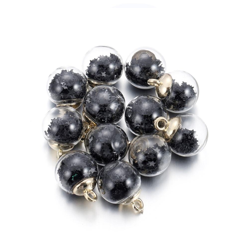 10Pcs Charms Star Sequins Transparent Glass Ball 16mm Pendants Crafts Making Findings Handmade Jewelry DIY for Earrings Necklace