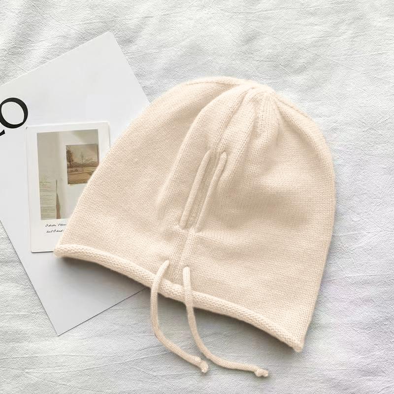 

Warm Knitted Baggy Beanie Hat Women Men Drawstring Kpop Slouchy Wool Cap Winter Spring Soft Skullcaps Outdoor Windproof Bonnet as the picture