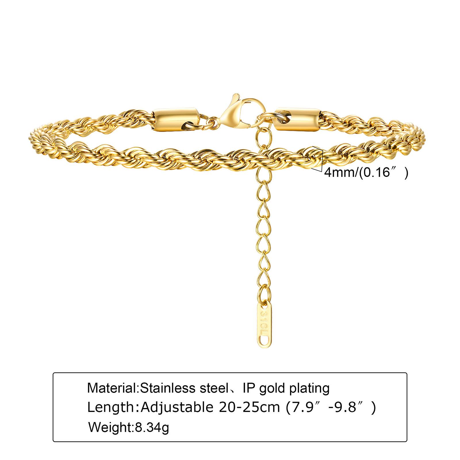 

Мужской браслет-цепочка золотого цвета, водонепроницаемый браслет из нержавеющей стали, подарок для мужа, папы, лучшего друга, сына as picture