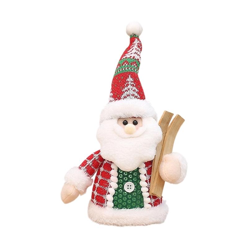  Christmas Themed Standing Plush Snowman Santa Deer Figure Table Shelf Decors
