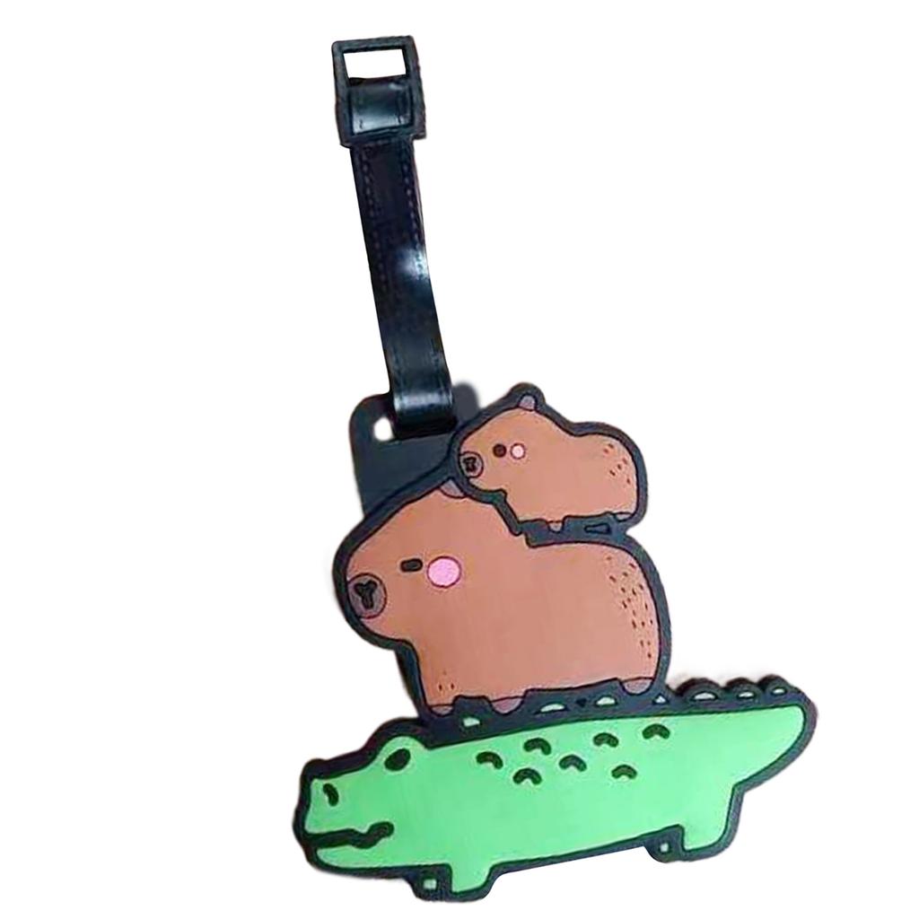 Unique Capybara Bag Pendant Cartoon Luggage Label PVC Identifier Japanese Kawaii Culture Inspired Portable Label