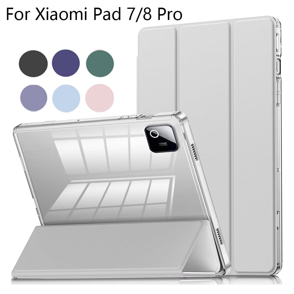 Unisex Auto Sleep/Wake Clear Crystal Tablet Case for Xiaomi Pad 7/7 Pro/8/8 Pro 11.2 Inch Transparent Back with Pen Slot Cover