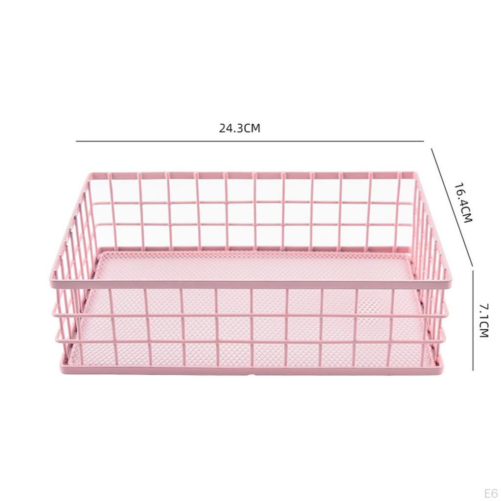 Desktop Iron Storage Basket, Metal Wire Fruit Basket,Multi Purpose for