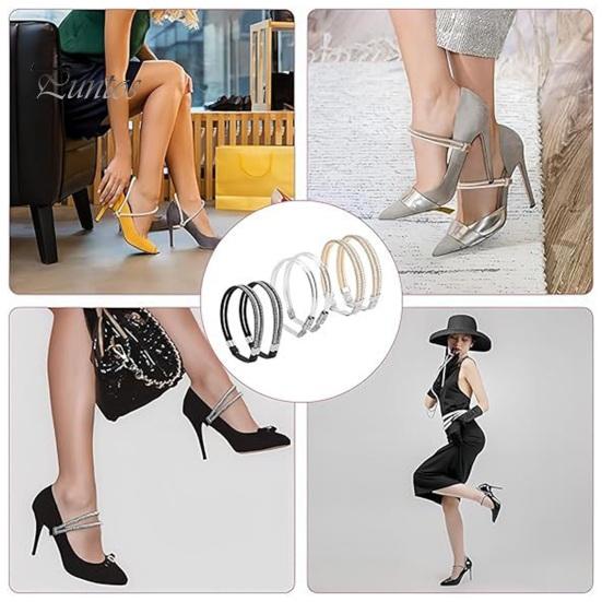 3 Par Fasta Skosnören Återanvändbara Konstläder Glittrande Strass Elastiska Snören Högklackade Sandalremmar