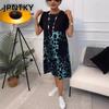 JPNTKY Dámské Módní Letní Jarní Šaty s Krátkým Rukávem a O-výstřihem
