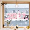 New Year Glass Decal Decorations 2027 Christmas Static Window Clings, Snowman Snowflake Holly Stickers, Festive Home Ornaments Reusable Xmas