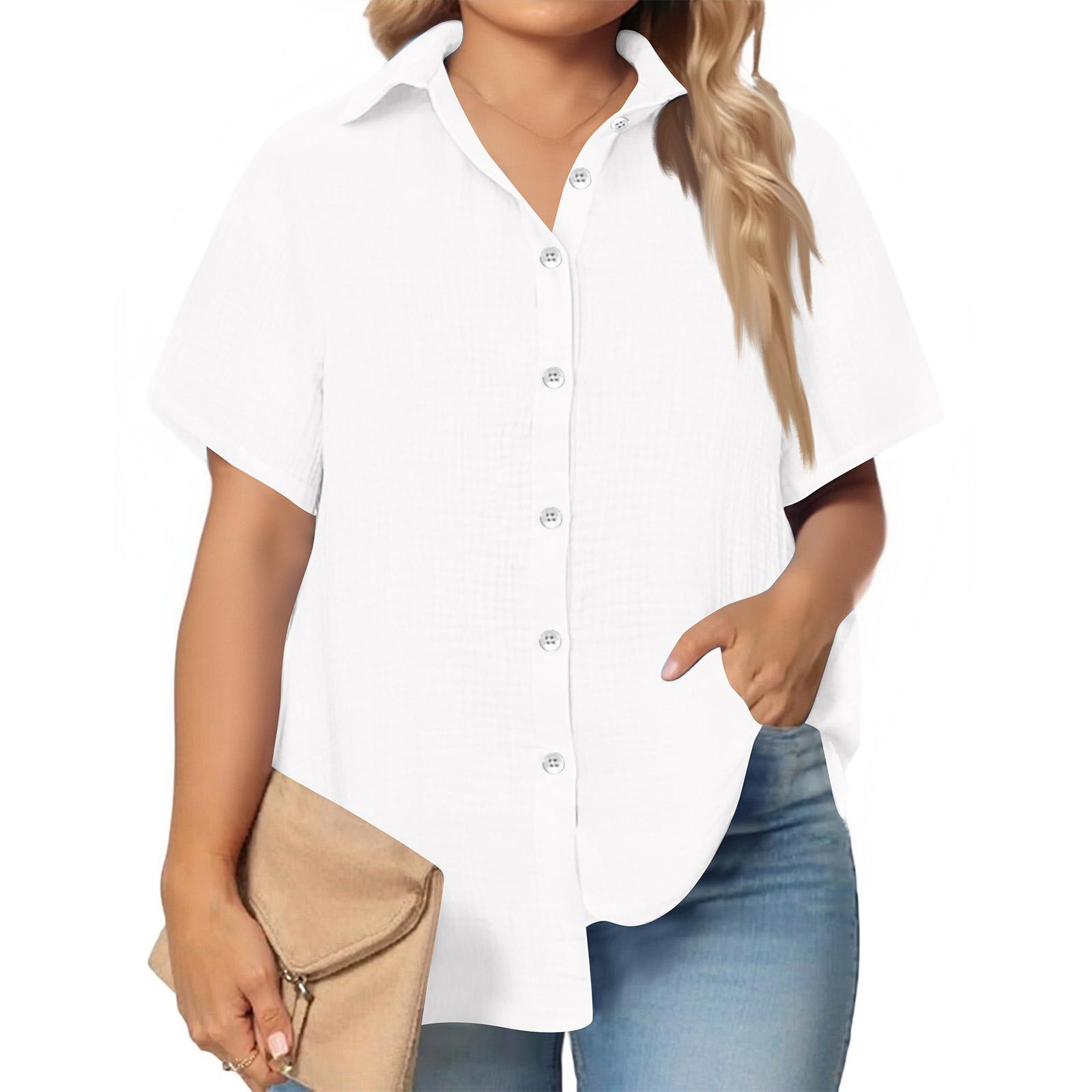 

Women s Fashionable Short Sleeve Elegant Commuting And Casual Top XL білий