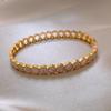 Women's 18K Gold Rhinestone & Shell Titanium Steel Bangle - Luxury Hollow Out Design