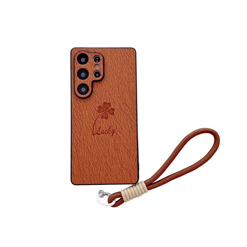 Samsung S25FE Phone Case S24ultra All Inclusive Ultra Thin New Four Leaf Clover A56 Leather Pattern Protective Case