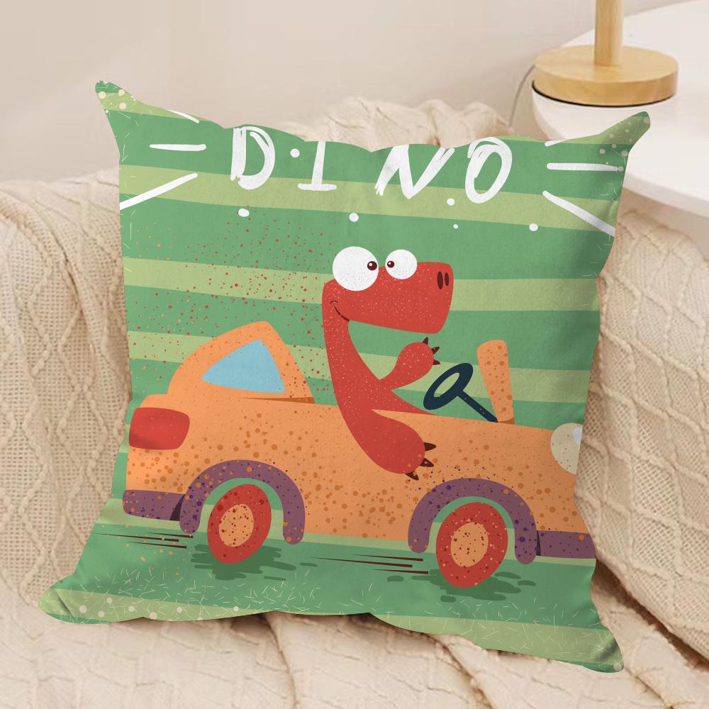 Cartoon Dinosaur Cute Cushion Cover Soft Plush DoubleSided Printed Sofa Pillow Cushion Cover  Cozy AllSeason Decor Gift