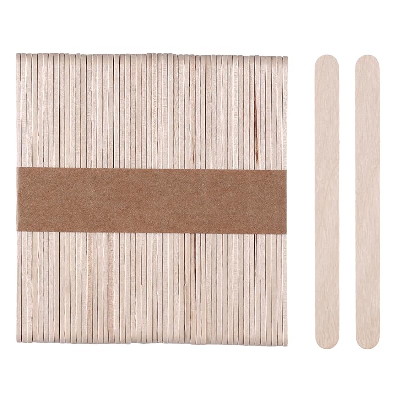 200/500/1000pcs 4.5 Inch Wooden Craft Sticks, Hair Removal Wax Sticks for Eyebrow and Body, Wax Wiping Tools,Natural Wood Popsicle Ice Cream
