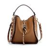 Senior Luxury Women's Single Shoulder Crossbody Bag Leather Lychee Rivet Fashion Senior Leisure Hot Bucket Bag Handbag