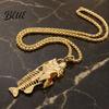 Non-fading Metal Necklace Fish Bone Necklace Punk Street Style Hollow