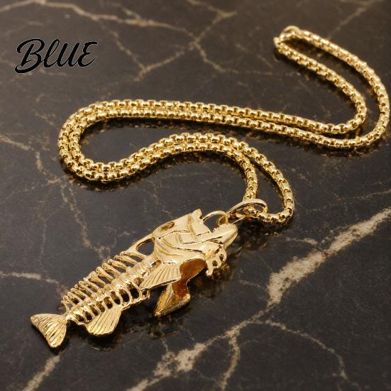 Non-fading Metal Necklace Fish Bone Necklace Punk Street Style Hollow