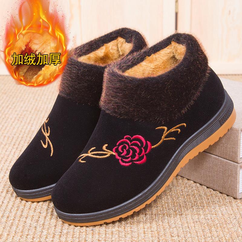 

Женская обувь зимняя пожилая теплая хлопковая обувь с набивным рисунком утолщенная нескользящая в пожилом возрасте мягкая подошва бабушки хлопковые сапоги на заказ 41 чёрный