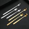 Stainless Steel Square Mini Teaspoon with Long Handle Small High Quality Spoon Coffee Ice Cream Honey Mixing Spoons Tableware
