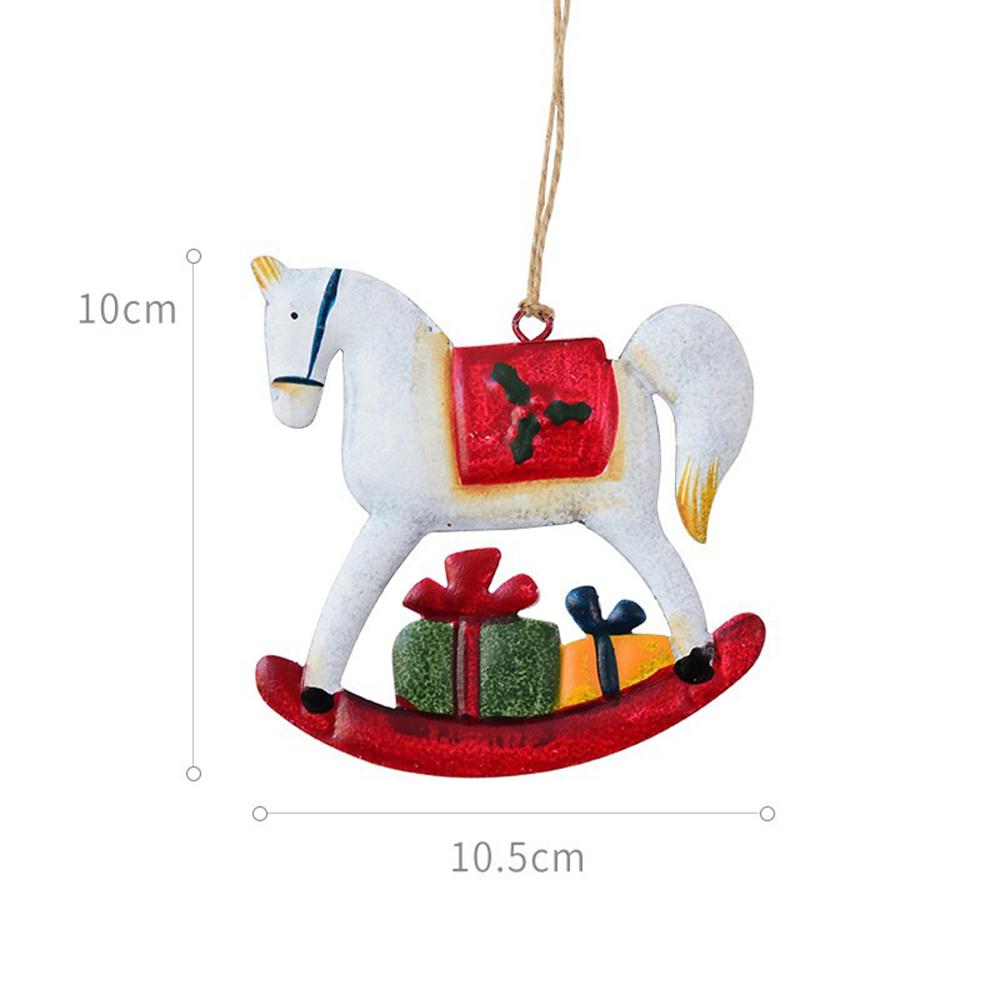 Retro Metal Xmas Tree Embellishment Welcome Door Hanging Pendants Santa Claus Cartoon Angel Doll Drop Ornaments Christmas Decor