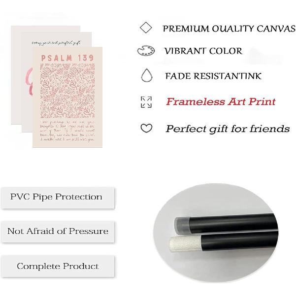 6Pcs Christian Wall Art Pink Bible Verse Canvas Bow Paintings Cute Preppy Posters Coquette Aesthetic Prints Trendy Scripture Jesus Picture Wall Decor