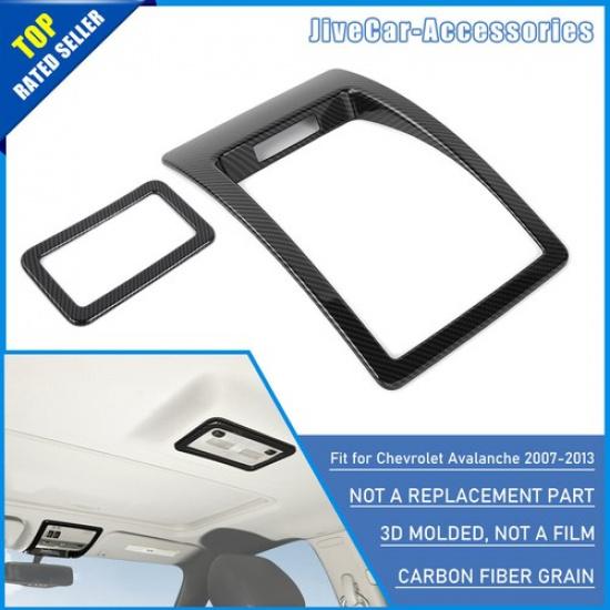 Carbon Fiber Roof Top Reading Light Lamp Cover Trim For Chevy Tahoe Suburban 07+