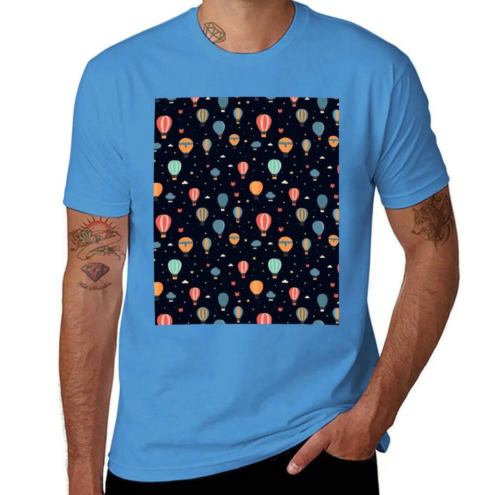 

Hot Air Balloon Pattern Cute Colorful Vintage Retro TShirt summer top vintage graphic tee graphics plain black t shirts men S