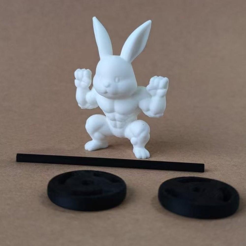 Collectors Cute Easter Fitness Rabbit Funny Plastic Small Rabbit Ornament Realistic Handmade Bunny Figurine Bookshelf Display