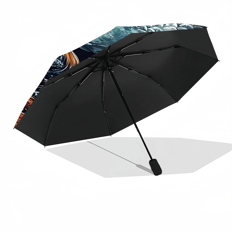 1pc Sturdy 8-Bone Auto Umbrella, Koi Fish Umbrella, Digital Printed, Foldable Umbrella for On-the-Go Outdoor Use