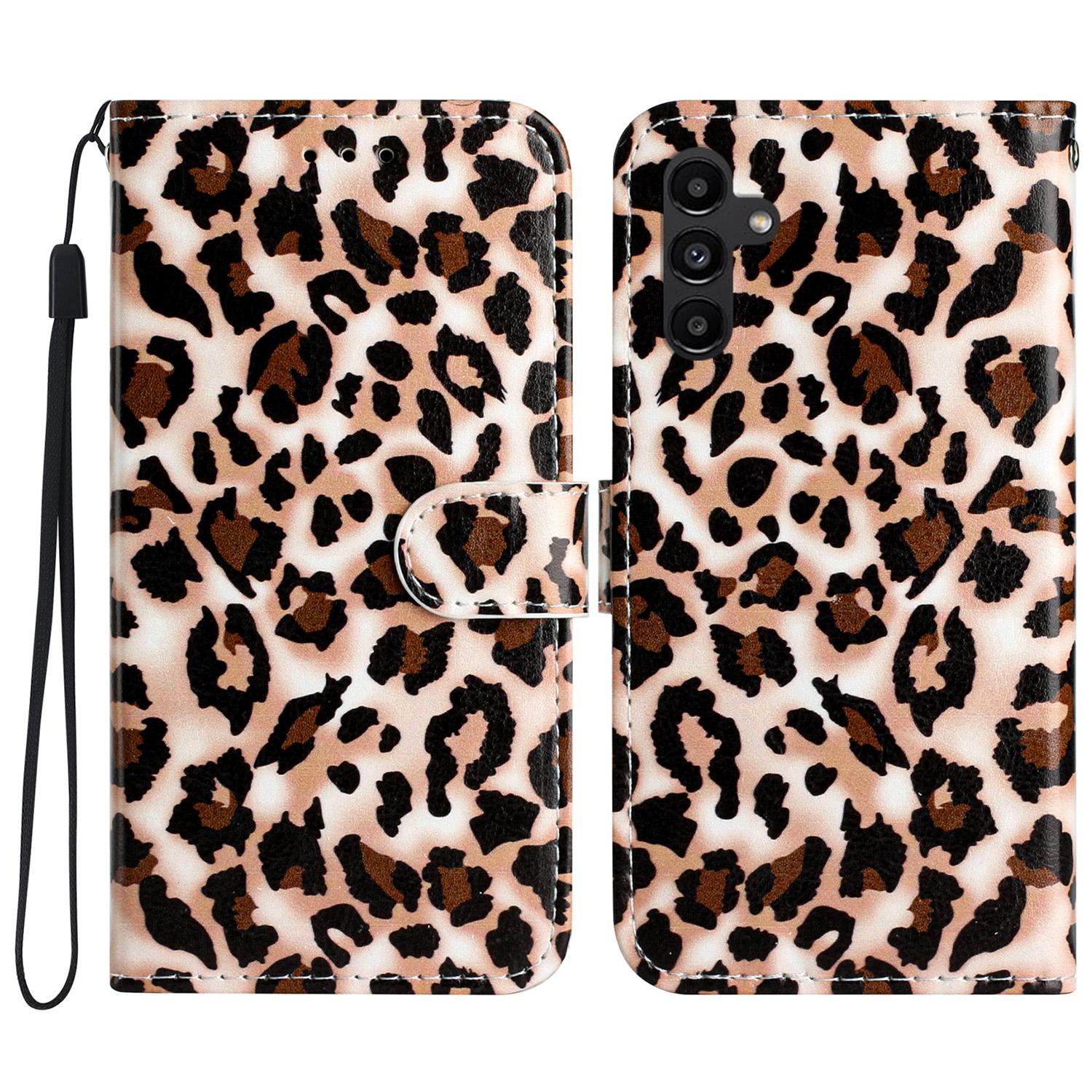 

For Samsung Galaxy S24 FE Case Leather Pattern Printing Flip Phone Cover Leopard Print