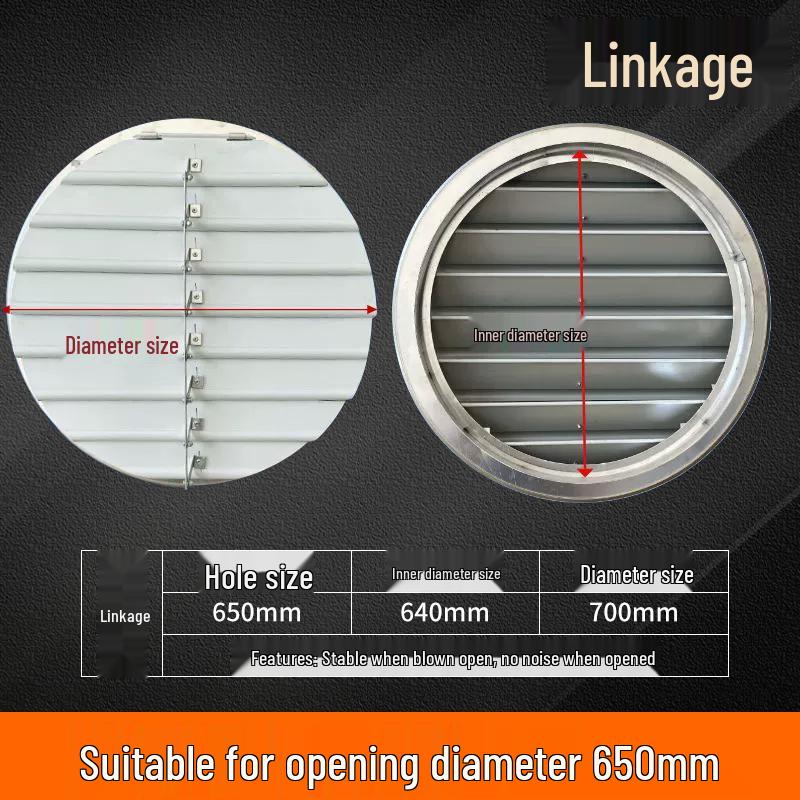 Round Aluminum Alloy Self-Closing Air Vent Louver Fan for Indoor Exhaust Systems