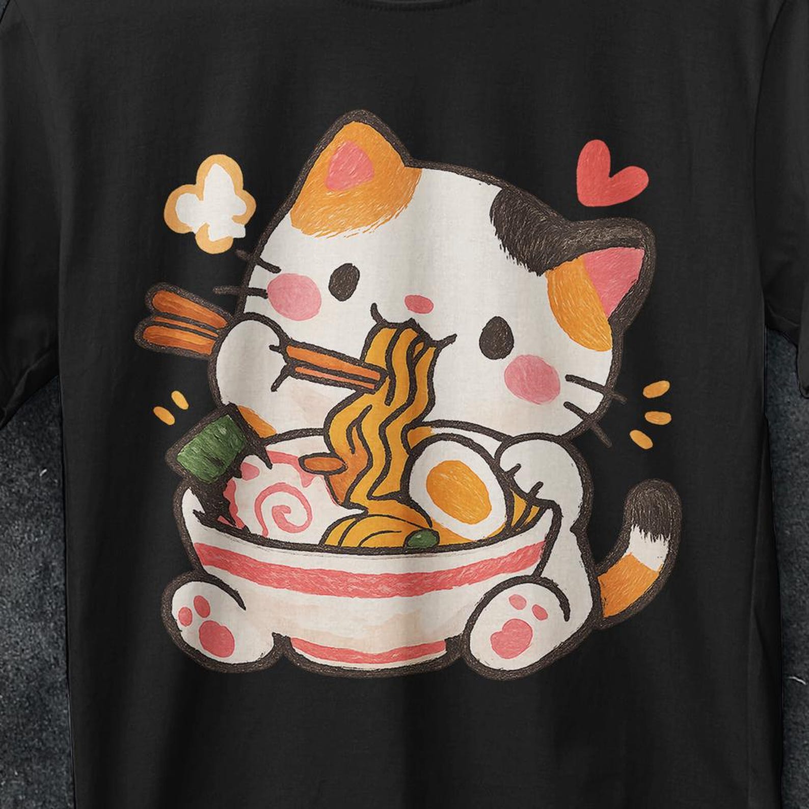 Ramen Cat shirt, Cat Eating Ramen Shirt, Cat Lovers Gift, Funny Cat Shirt, Noodle cat shirt, cat eating noodles, Cat Sweater, black cat XL