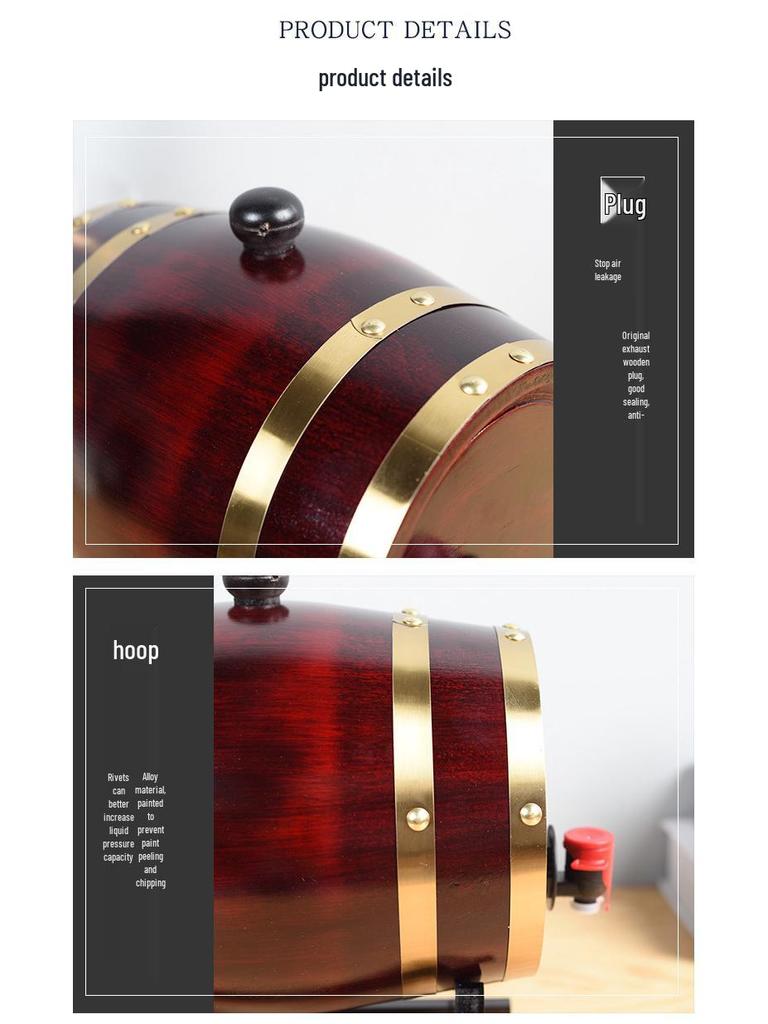 3L Red Wine Oak Barrel Display Ornament for Winery Exhibition
